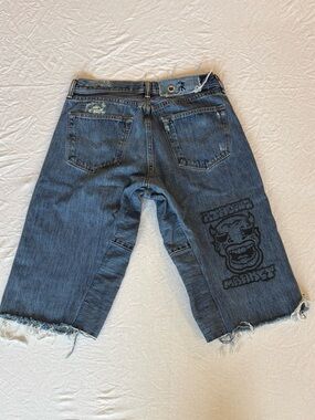 Vintage Custom Levis 501 Light Wash Straight Leg Jean Shorts Button Fly Mens Y2K